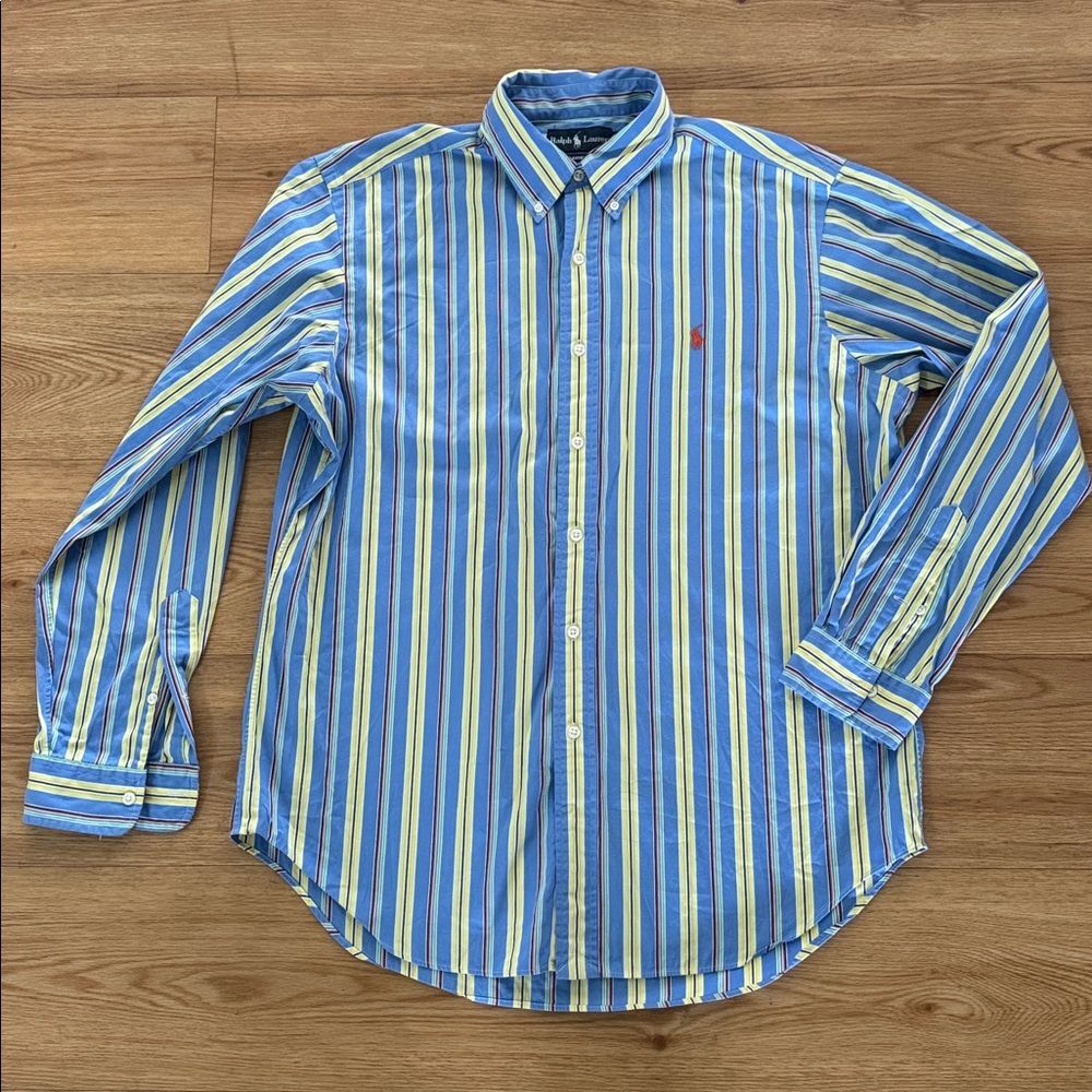 Ralph Lauren Men's Classic Stripe Button Down Shirt with Pony Logo Size Large - Picture 2 of 7